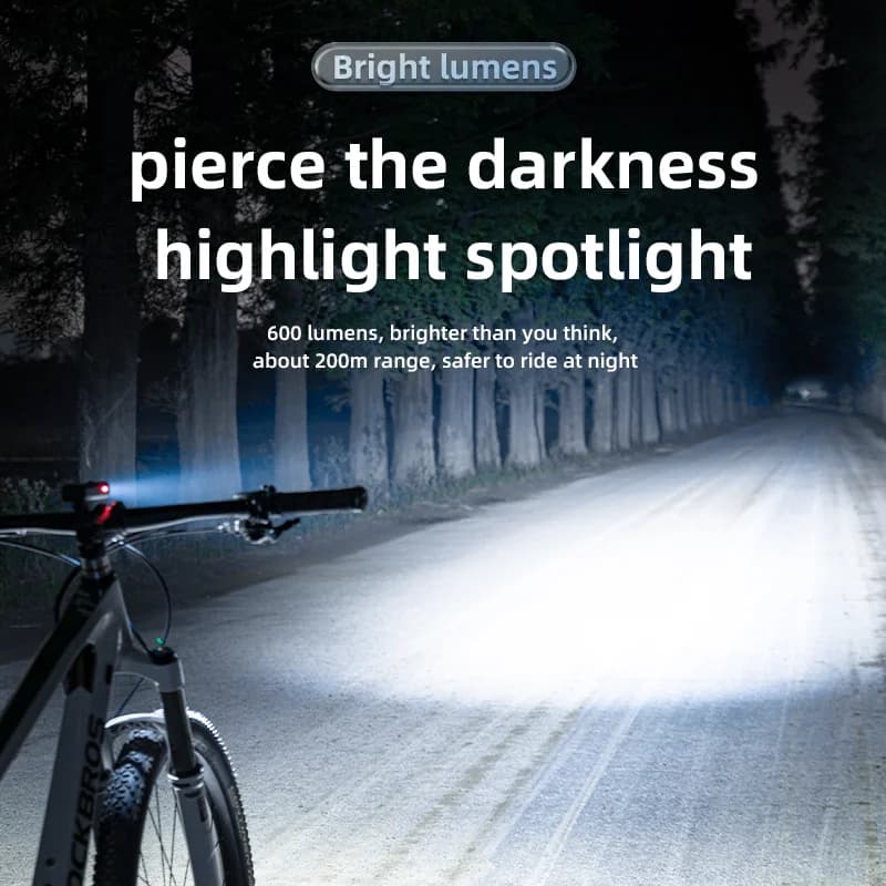 Lampă frontală pentru bicicletă, impermeabilă IPX6, Type-C, 600LM