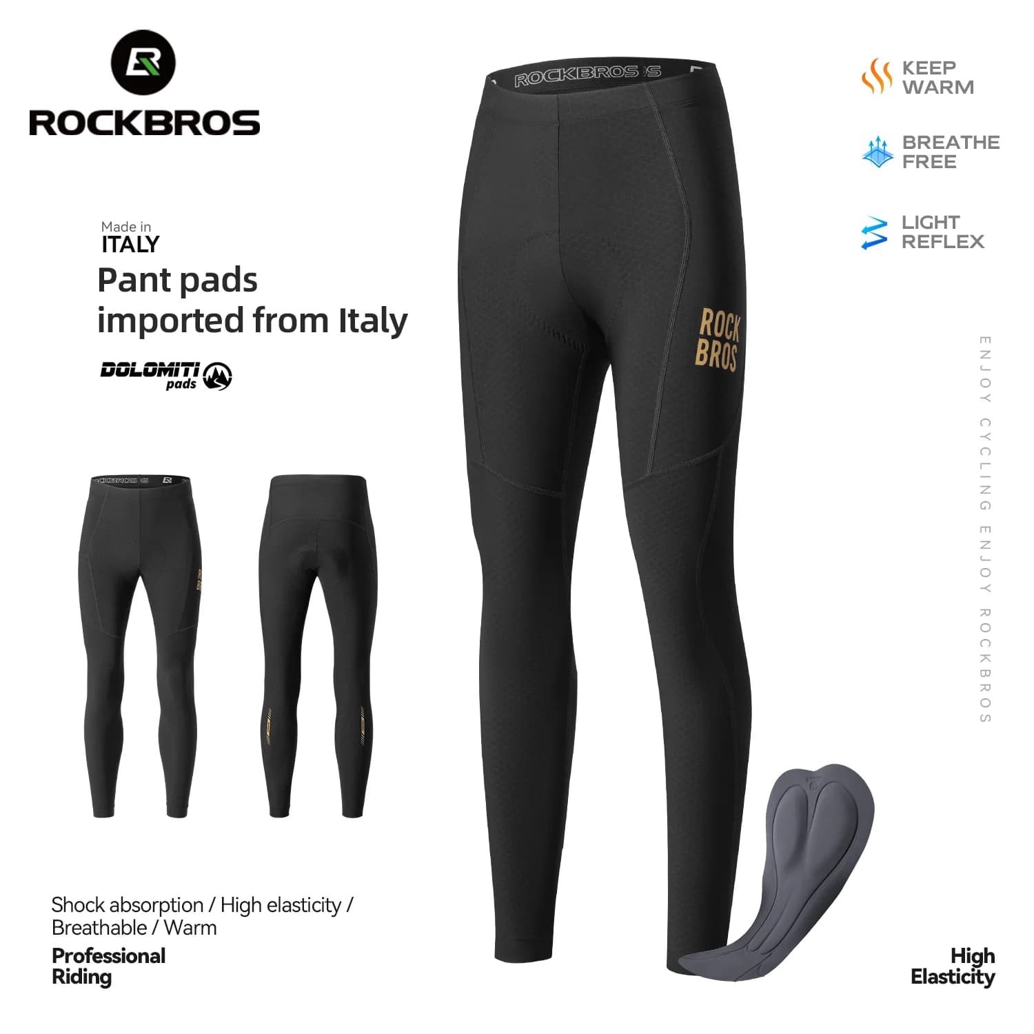 Pantaloni lungi de ciclism termici din fleece, rezistenți la vânt