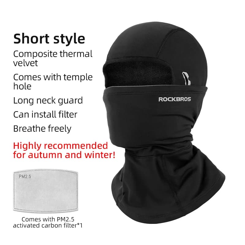 Balaclavă pentru ciclism, antivânt, cu fleece, față completă, pentru iarnă